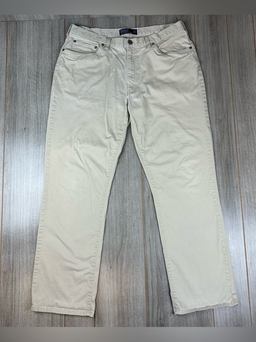 Polo Ralph Lauren 5 Pocket Chino Pants 34x30 (tag 38x32) Khaki Beige *flaws